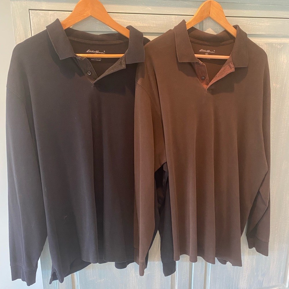 Lot of 2 Eddie Bauer Men's Polo Shirts- XXL Tall